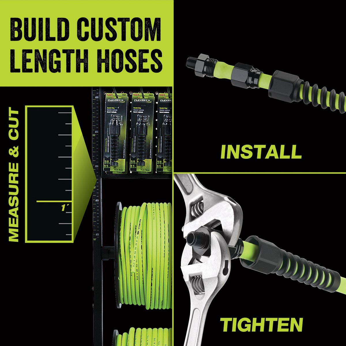 Flexzilla 250 ft. L x 3/8 in. Dia. Hybrid Polymer Air Hose 300 psi Green