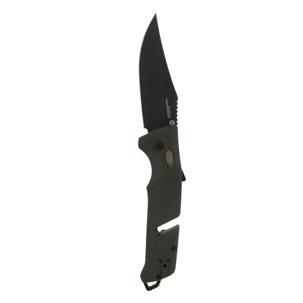 SOG Trident at Ambidextrous Professional Straight Folding Knife | Heat-Treated CRYO D2 3.75" Stainless Steel Blade, Olive Drab