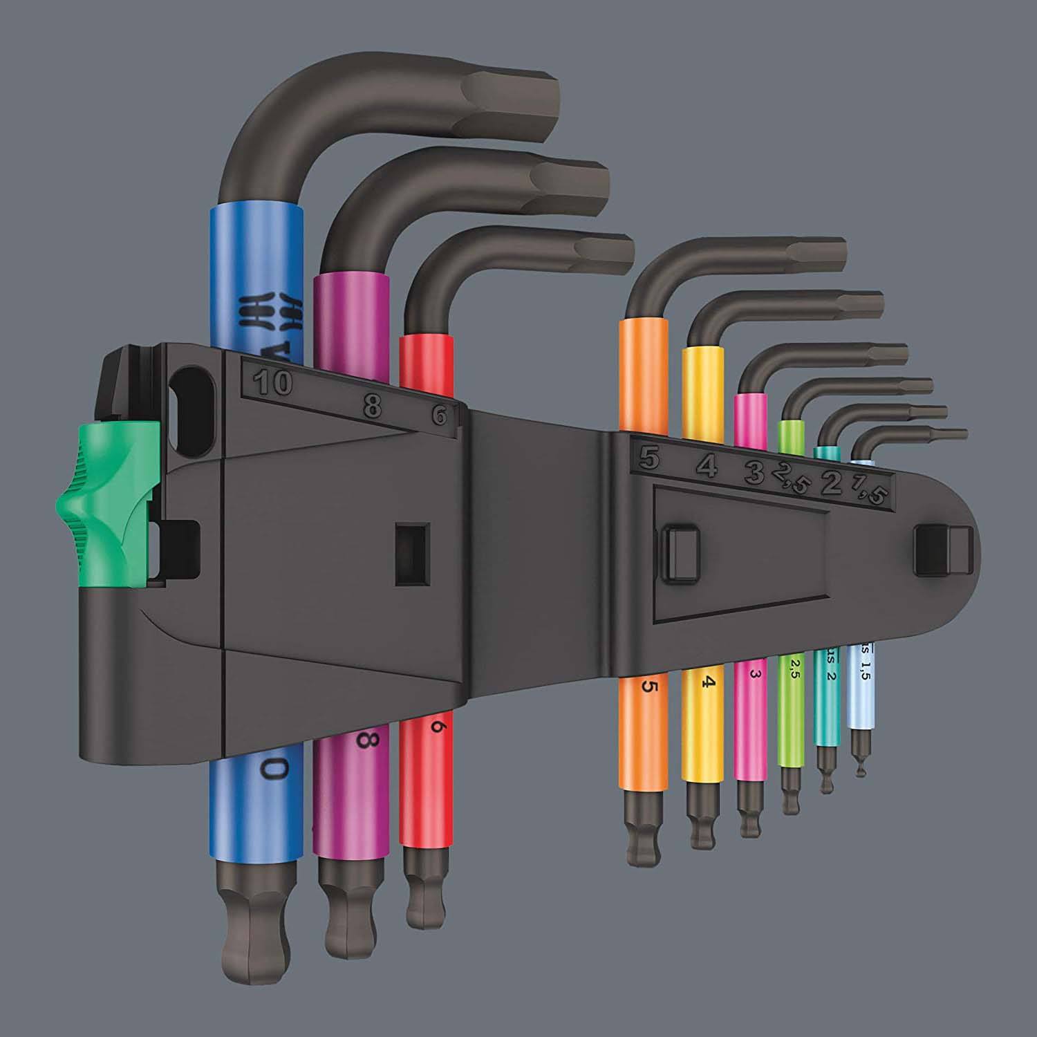 Wera 5133164001 950/9 Hex-Plus Multicolour 2 L-key set, metric, BlackLaser, 9 pieces