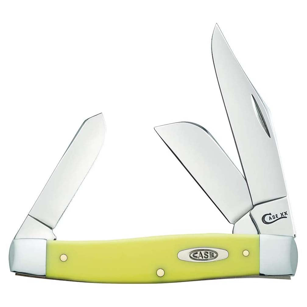 Case Large Stockman Folding Knife 3-Blade Chrome Vanadium Blades Yellow.