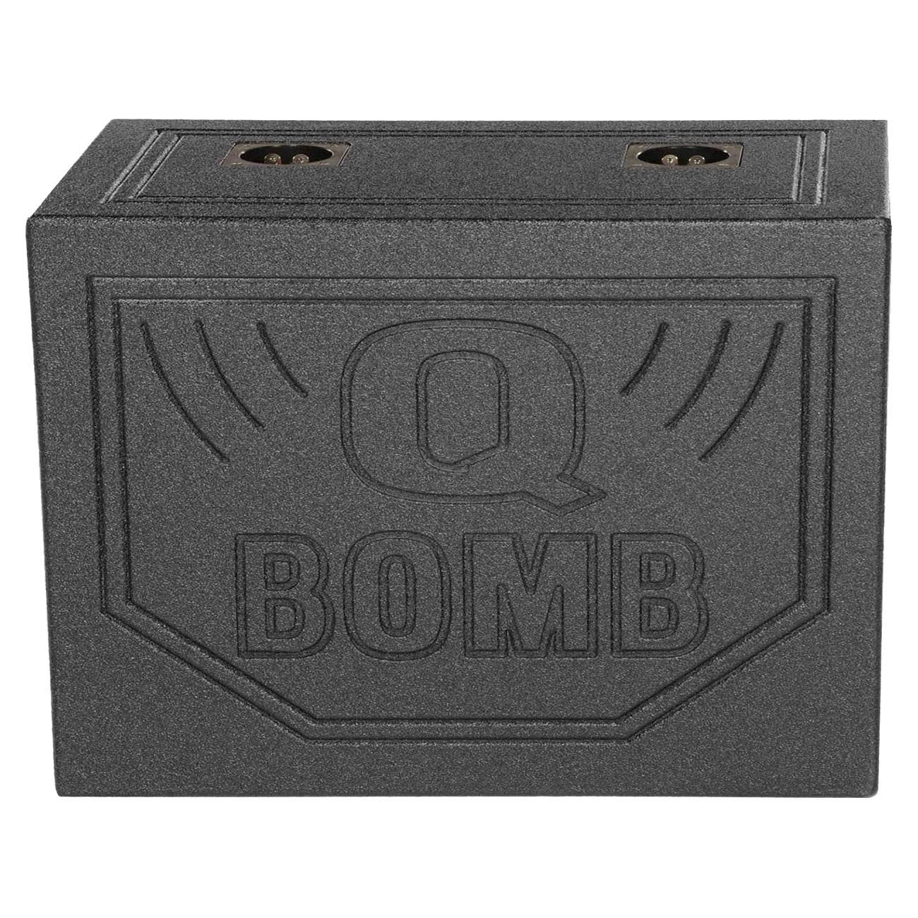 Q Power Dual 10 Inch Vented Triangle Ported Wood Subwoofer Enclosure Box with Durable Bedliner Spray and Spring Loaded Terminals, Black