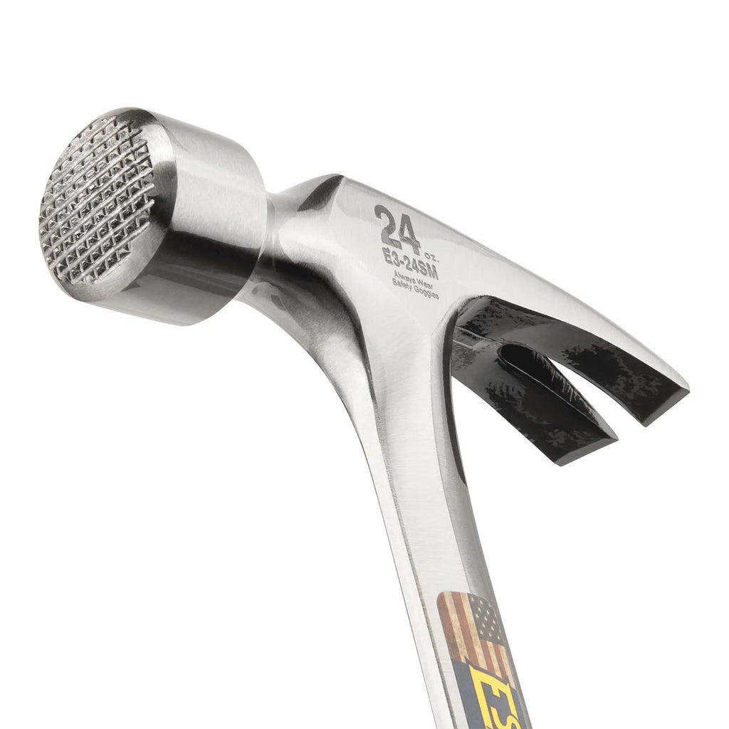 ESTWING Framing Hammer - 24 oz Long Handle Straight Rip Claw with Milled Face & Shock Reduction Grip - E3-24SM