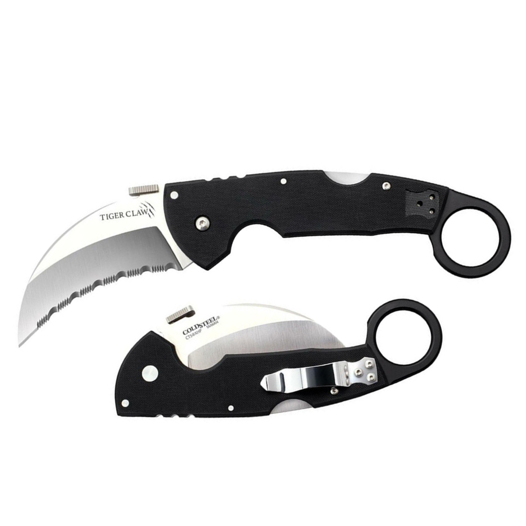 Cold Steel Tiger Claw 3.5" S35VN Razor-Sharp Serrated Blade 6" Easy-to-Grip G-10 Handle EDC Tactical Folding Knife with Tri-Ad Lock