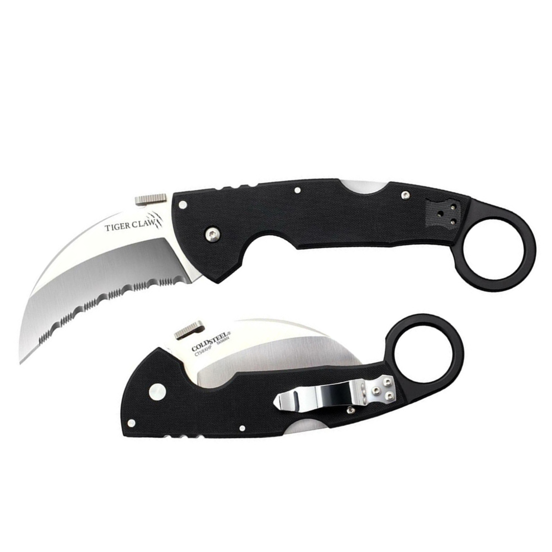 Cold Steel Tiger Claw 3.5" S35VN Razor-Sharp Serrated Blade 6" Easy-to-Grip G-10 Handle EDC Tactical Folding Knife with Tri-Ad Lock