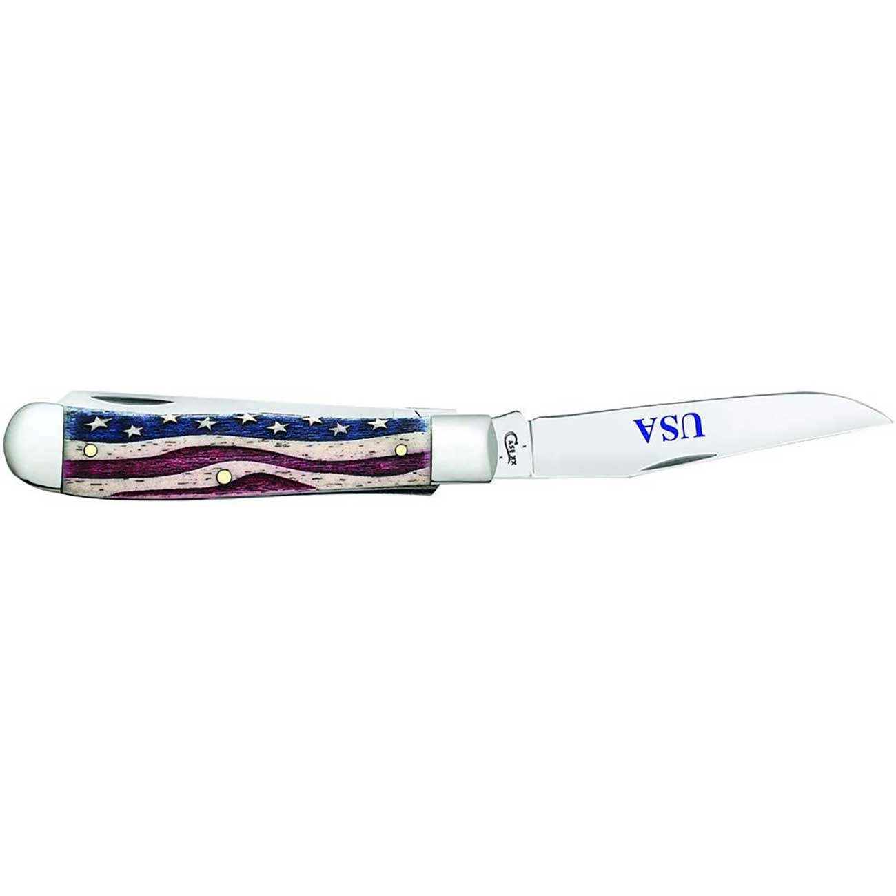 Case WR XX Pocket Knife Patriotic Smooth Natural Bone Trapper Item #64132 - (6254 SS) - Length Closed: 4 1/8 Inches