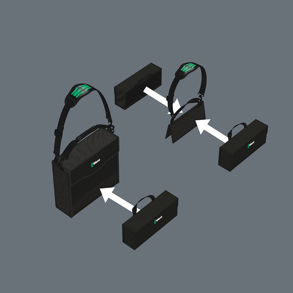 Wera 2go 4 Tool Quiver - Adjustable Partition Tote Bag for Screwdrivers & Tools with Hook & Loop Docking System - 05004353001