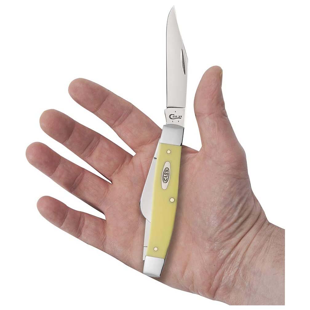 Case Large Stockman Folding Knife 3-Blade Chrome Vanadium Blades Yellow.