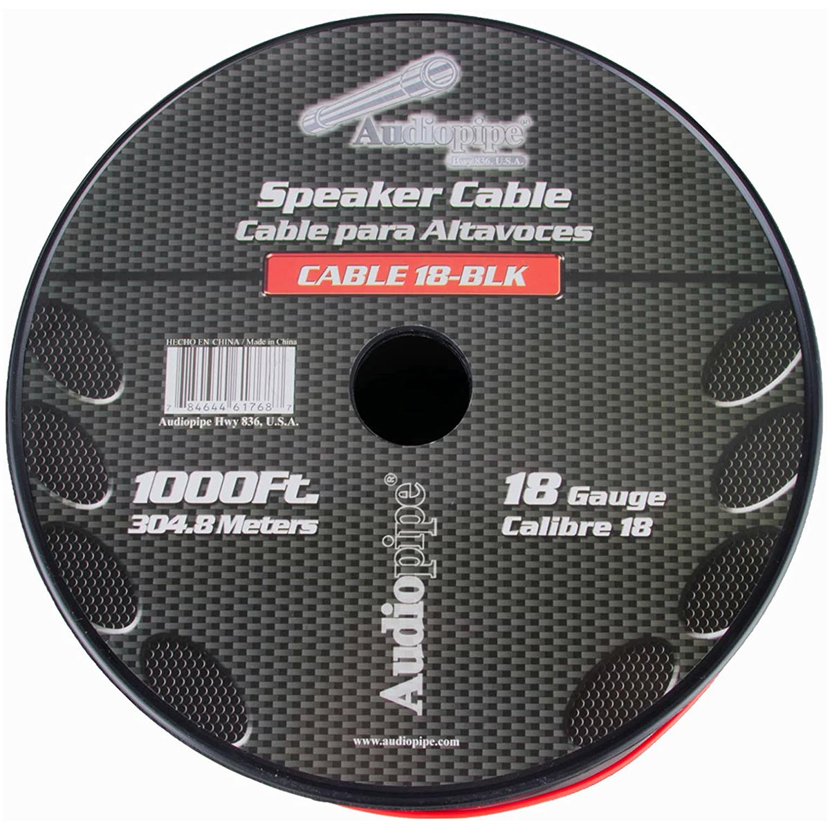 Audiopipe CABLE18BLACK Speaker Cable 18 Ga. 1000 Audiopipe; Red + Black