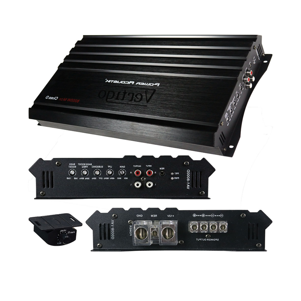 Power Acoustik VA1‑8000D 8,000 W Max Class D Monoblock Subwoofer Amplifier – Single Channel Bass Power Amp