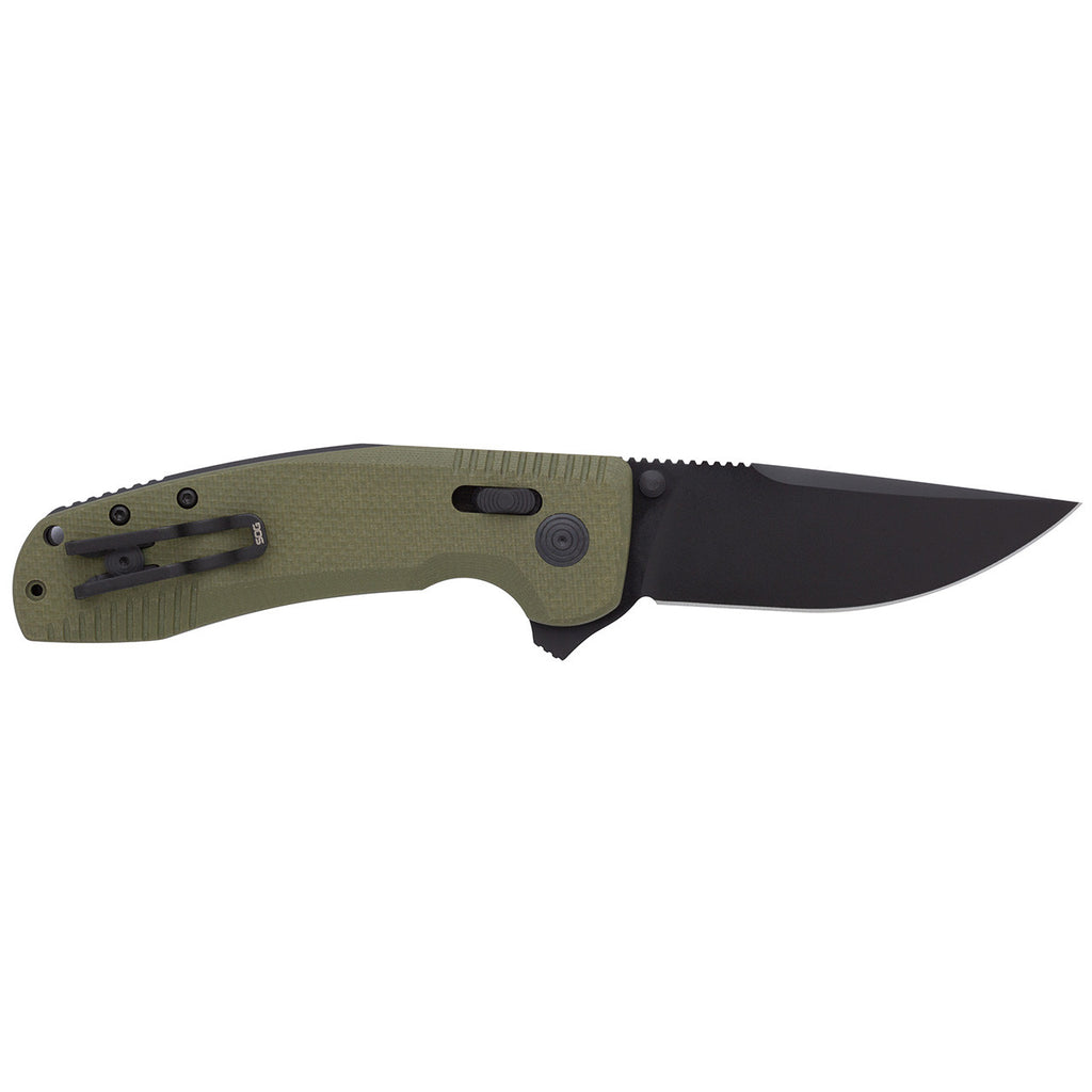 SOG TAC XR Professional Folding Knife | 3.4" D2 Tool Steel Blade & Ultra-Grip G10 Handle | Single-Handed Ambidextrous Use, OD Green