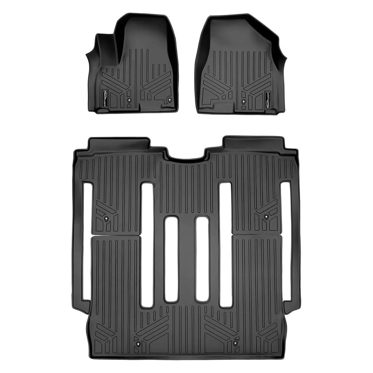 SMARTLINER SA0203B0203 Floor Liners Front & 2nd Row for 2015–2021 Kia Sedona 8-Passenger – All Weather Custom Fit, Black