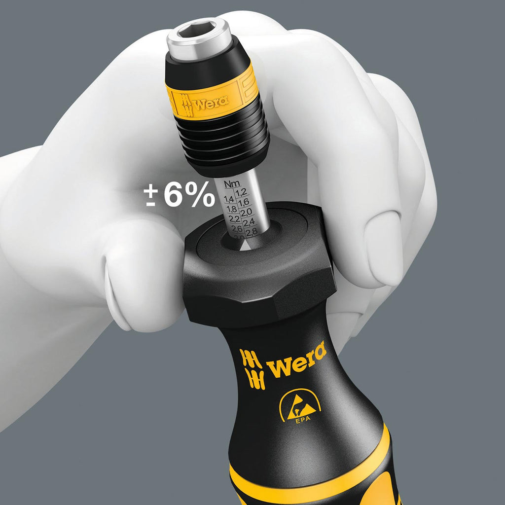 Wera 05074734001 Kraftform ESD 7446 Hexagon Torque Screwdriver, 1/4" Head, 11.0-29.0"/lbs Variable Torque AdjustmentRange
