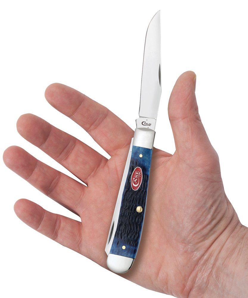Case WR XX Pocket Knife Navy Blue Jigged Bone Trapper Item #7051 - (6254 SS) - Length Closed: 4 1/8 Inches