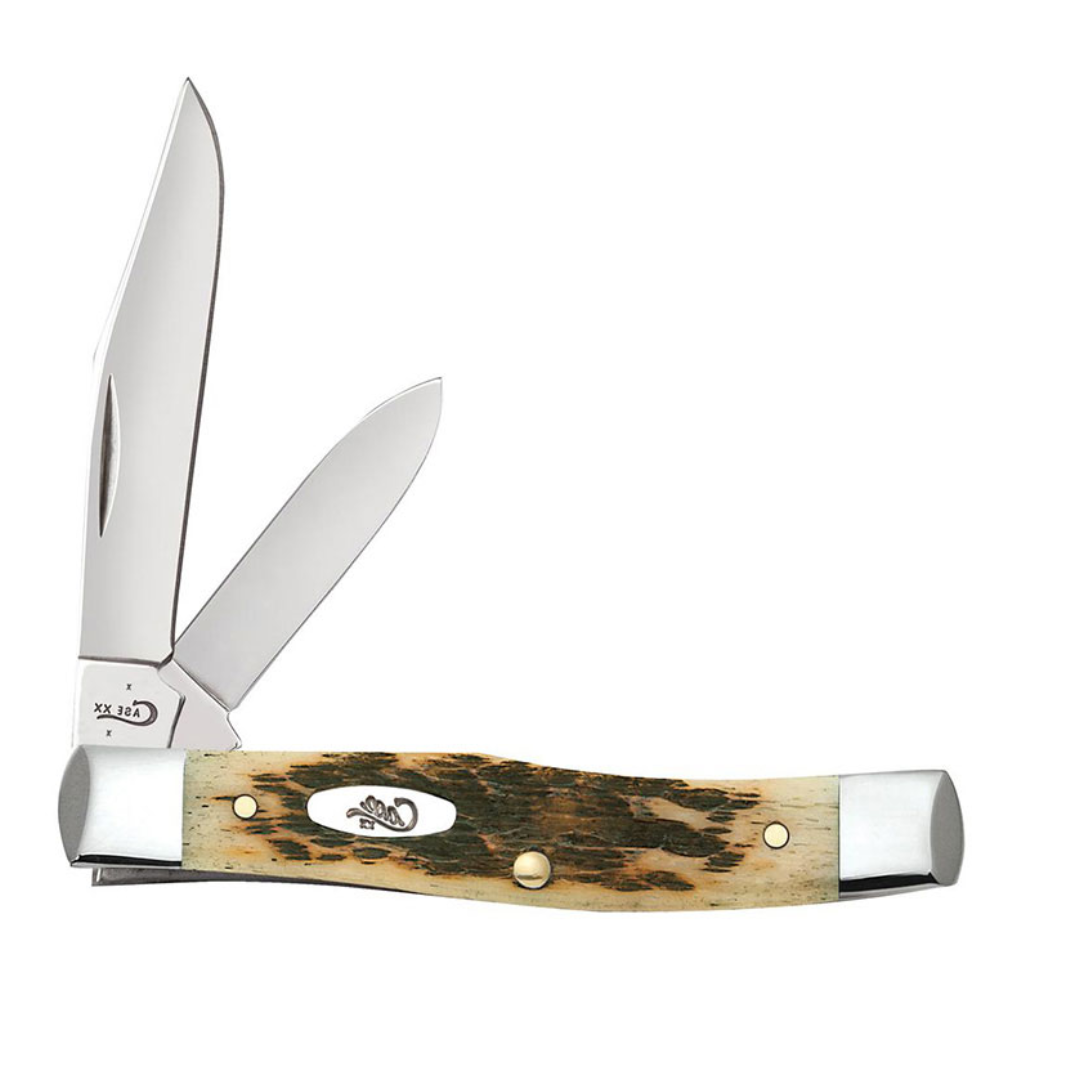 W. R. Case & Sons Amber Bone Small Texas Jack Pocket Knife CASE077 – Peach Seed Jig 2-Blade Tru-Sharp Stainless Steel Folding EDC