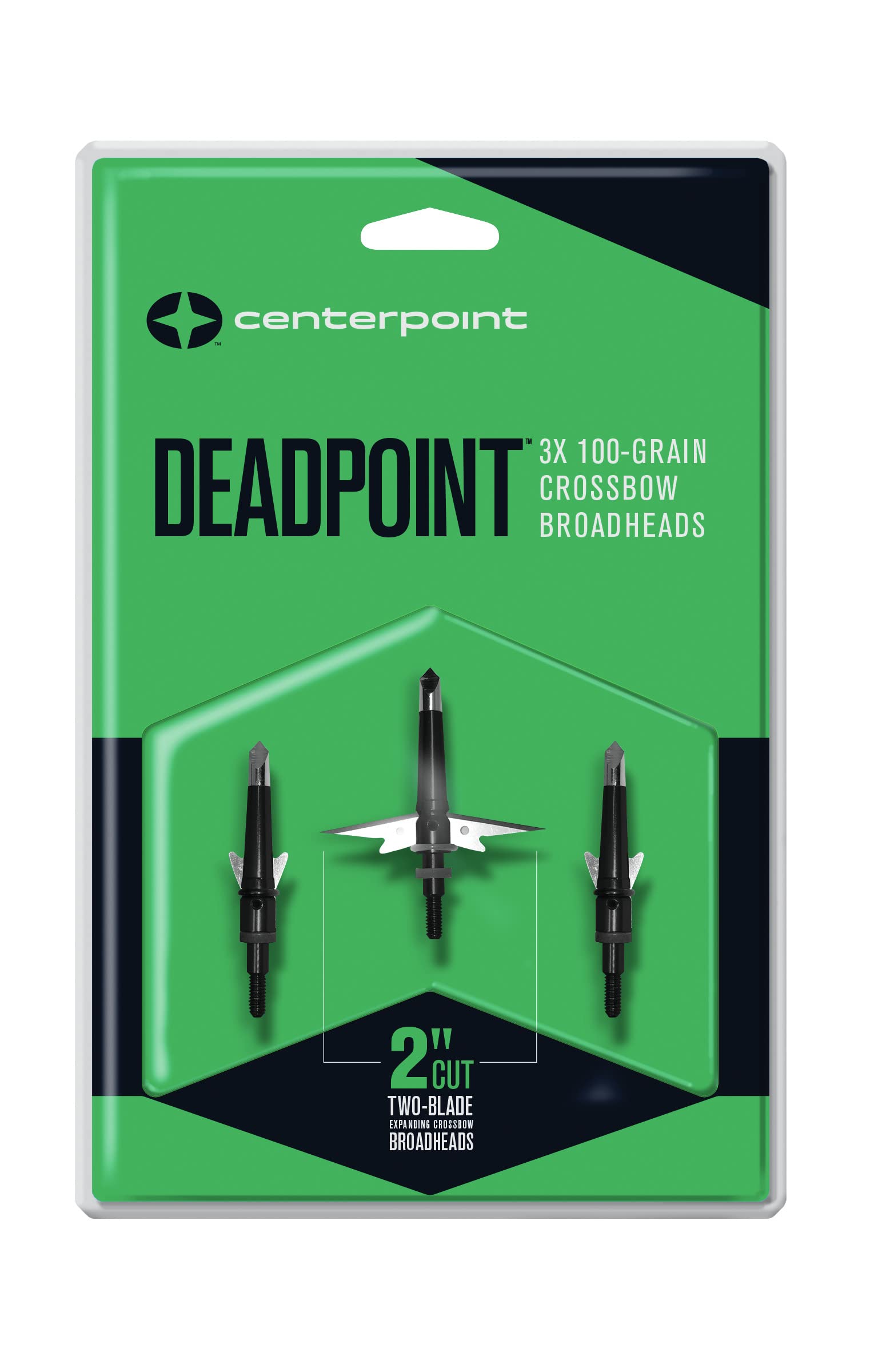 DEADPOINT Broadhead 100 Grain 3-Pack - Mechanical Crossbow Broadheads with 2 Inch Cut and Stainless-Steel Blades