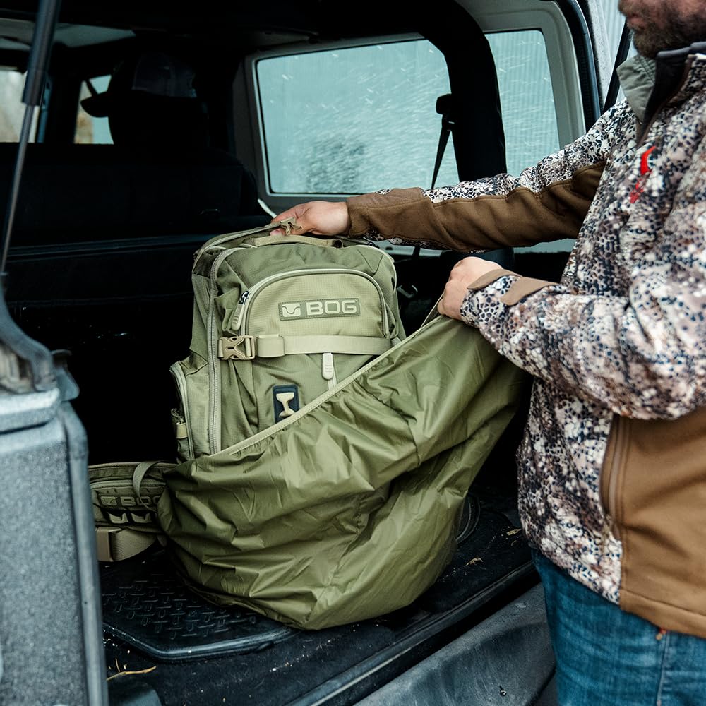 BOG Day Pack Bag with Detachable Carry Boot and Rain Cover, Lightweight Ripstop, Heavy-Duty, Large Capacity, for Hunting, Outdoors, EDC