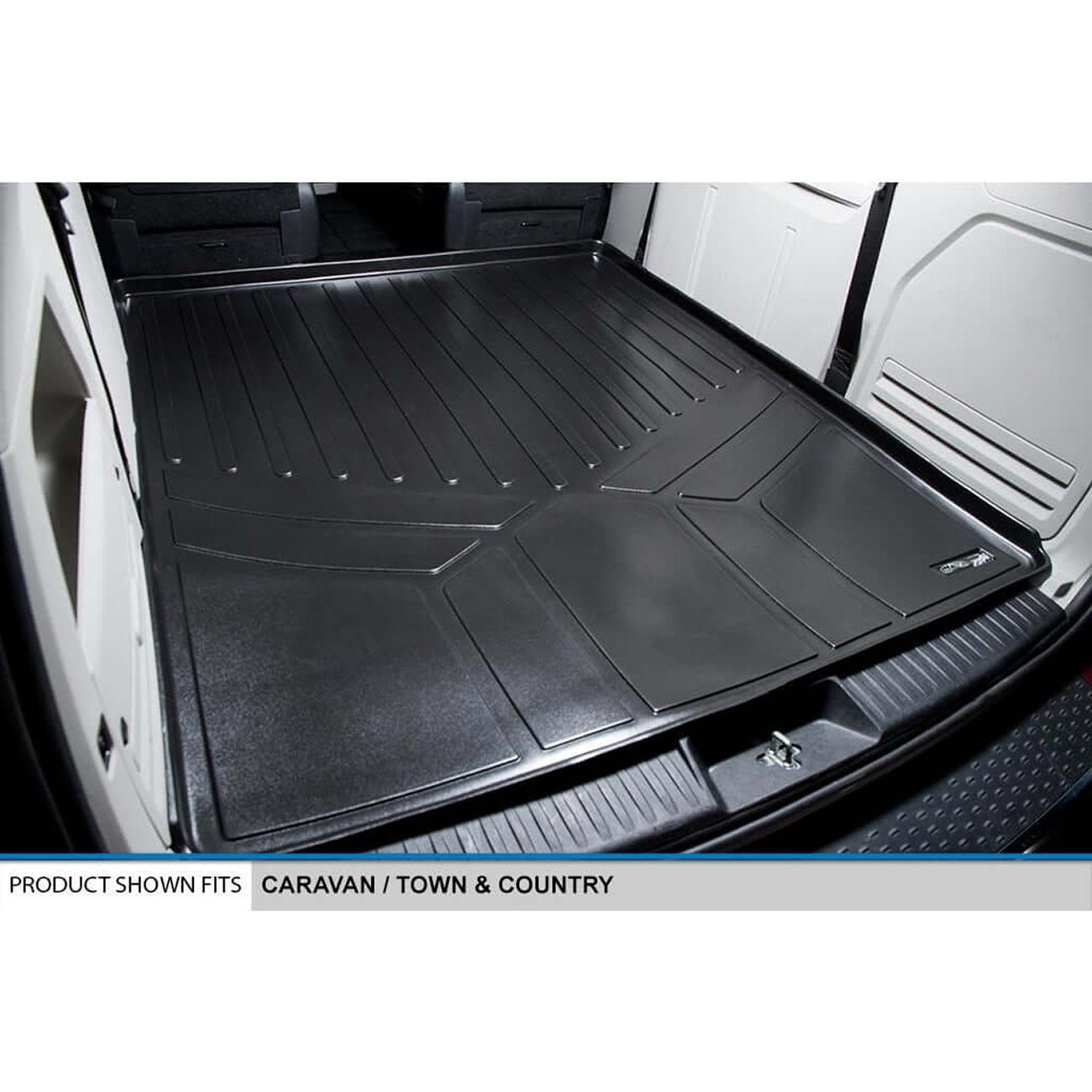 SMARTLINER SD0181 All-Weather Cargo Liner Behind 2nd Row for 2008-2020 Dodge Grand Caravan & 2008-2016 Chrysler Town & Country – Black