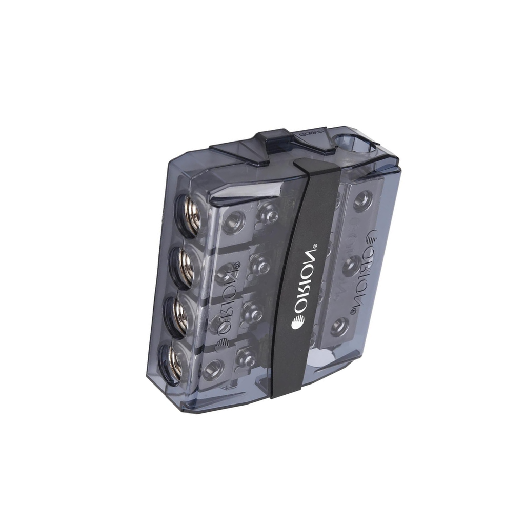 Orion OWFHM30404 Wired Series 3‑In / 4‑Out Mini ANL Power Distribution Block with (4) 100A MANL Fuses – Nickel Finish
