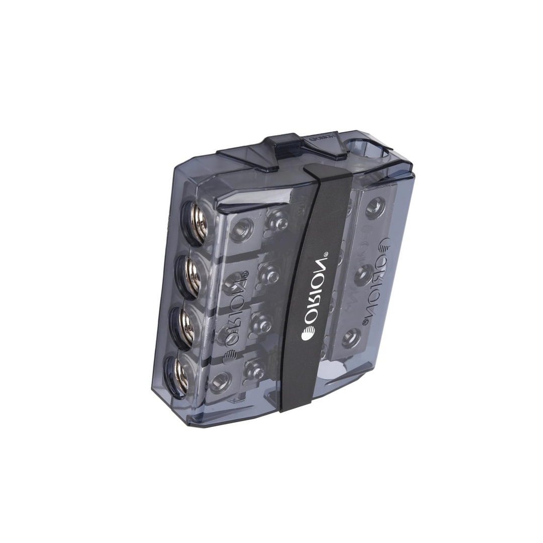 Orion OWFHM30404 Wired Series 3‑In / 4‑Out Mini ANL Power Distribution Block with (4) 100A MANL Fuses – Nickel Finish
