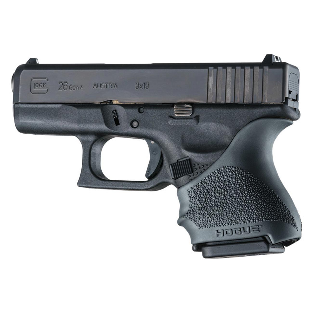Hogue HandAll Beavertail Rubber Grip Sleeve for GLOCK 26, 27, 29, 33, 39 (Gen 3 & 4), Black - 18600
