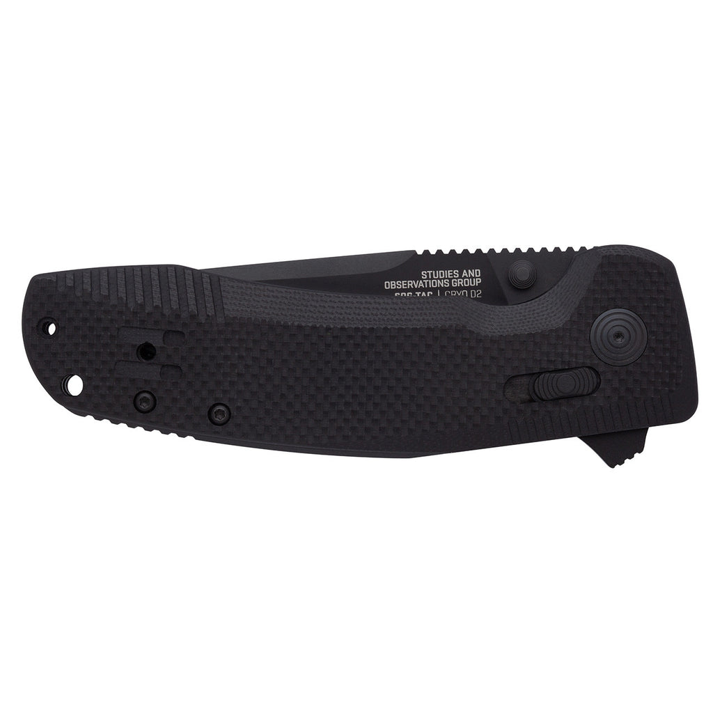 SOG TAC XR Professional Folding Knife | 3.4" D2 Tool Steel Blade & Ultra-Grip G10 Handle | Single-Handed Ambidextrous Use, Blackout