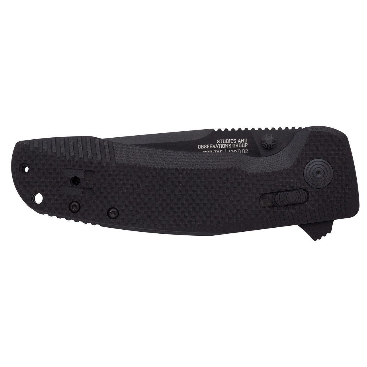 SOG TAC XR Professional Folding Knife | 3.4" D2 Tool Steel Blade & Ultra-Grip G10 Handle | Single-Handed Ambidextrous Use, Blackout