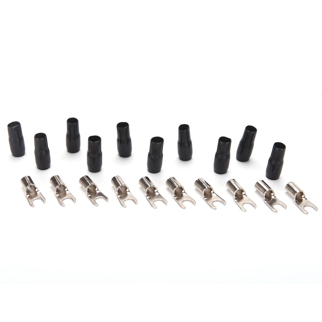 Orion Barrier Spade Fork Terminal B8B (10pcs) 8 Gauge AWG Connector Plugs - for Car Audio Terminal | Battery Cable Lug, Auto Parts, Automotive, Marine, Motorcycle, Trucks, RV - Gold Black
