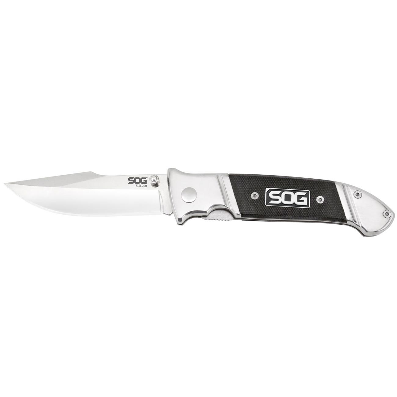 SOG Fielder G10 Folding Pocket Knife - Easy Open 3.3 Inch Foldable Knife Blade w/ EDC Knife Handle and Clip, Stainless Steel Do-It-All Knife (FF38-CP) , Black