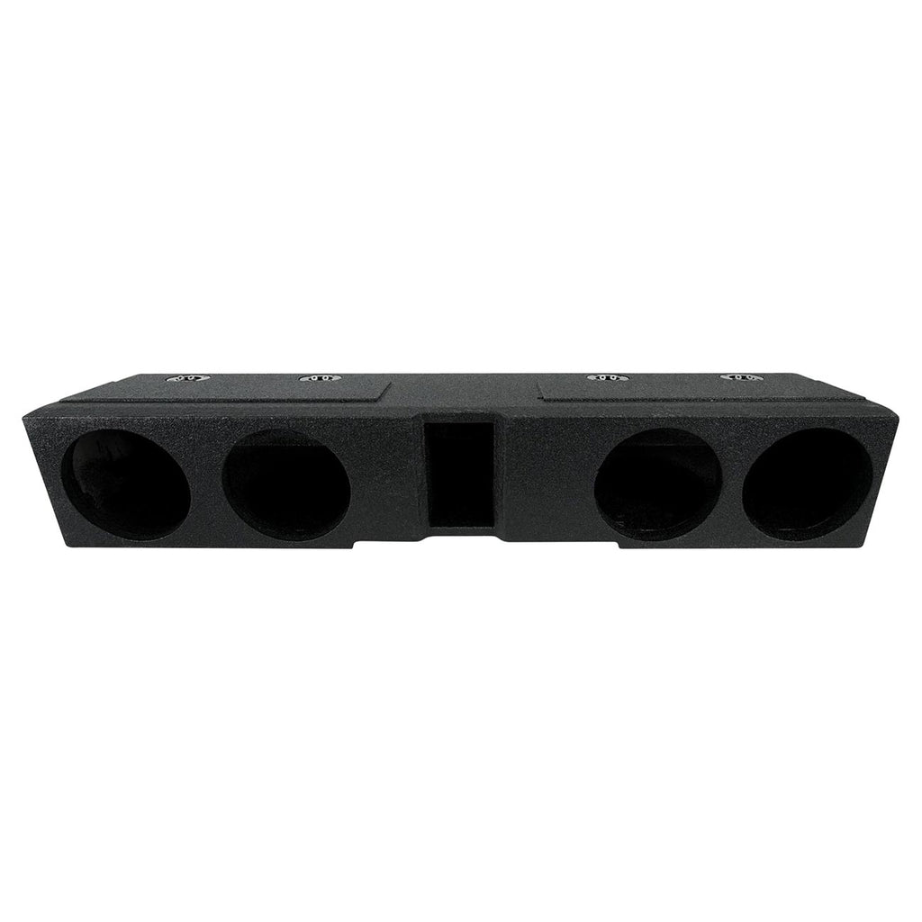 QPower 8 Inch Quad Port Car Subwoofer Speaker Enclosure Box with Bed Liner and Underseat Down Front Fire for 4 Subwoofers , Black