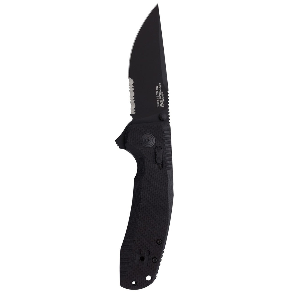 SOG-TAC XR Professional Partially Serrated Tactical Folding Knife | 3.4" D2 Tool Steel Blade Ultra-Grip G10 Handle
