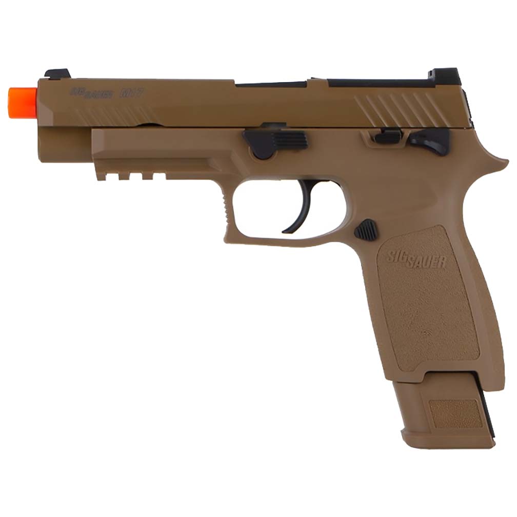 Sig Sauer Proforce 6mm BB Caliber Metal Slide Construction with Full Blow-Back Action 21rd M17 Airsoft Pistol, Coyote Tan, Green Gas Power Source