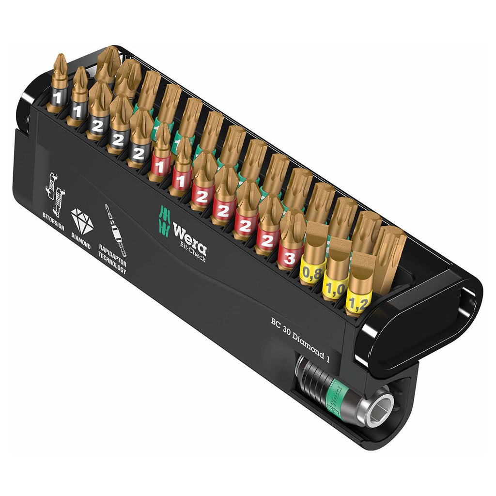Wera 05057431001 Bit-Check with Diamond Coated Tips (30-Piece)