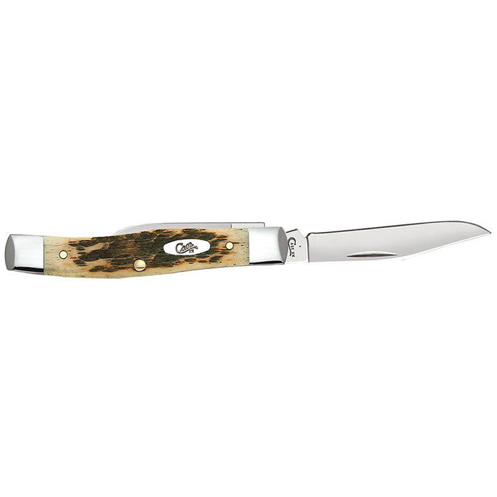 W. R. Case & Sons Amber Bone Small Texas Jack Pocket Knife CASE077 – Peach Seed Jig 2-Blade Tru-Sharp Stainless Steel Folding EDC