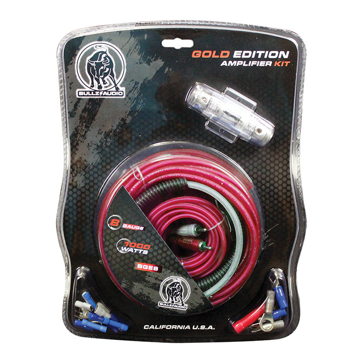 Bullz Audio 8 Gauge Amplifier Wiring Kit – 1000W Power Cable Installation Kit BGE8RP
