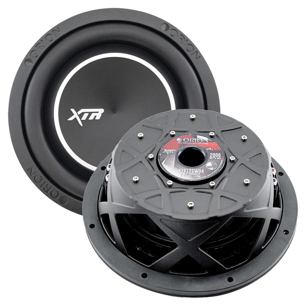 ORION XTR Series XTR12SWD4 Shallow Mount 12” Car Subwoofer, 2000W Max Power, 500W RMS, Dual 4 Ohm, UV Coated Cone, NBR Surround – Compact Slim Subwoofer for Clean Bass in Tight Car Audio Installs