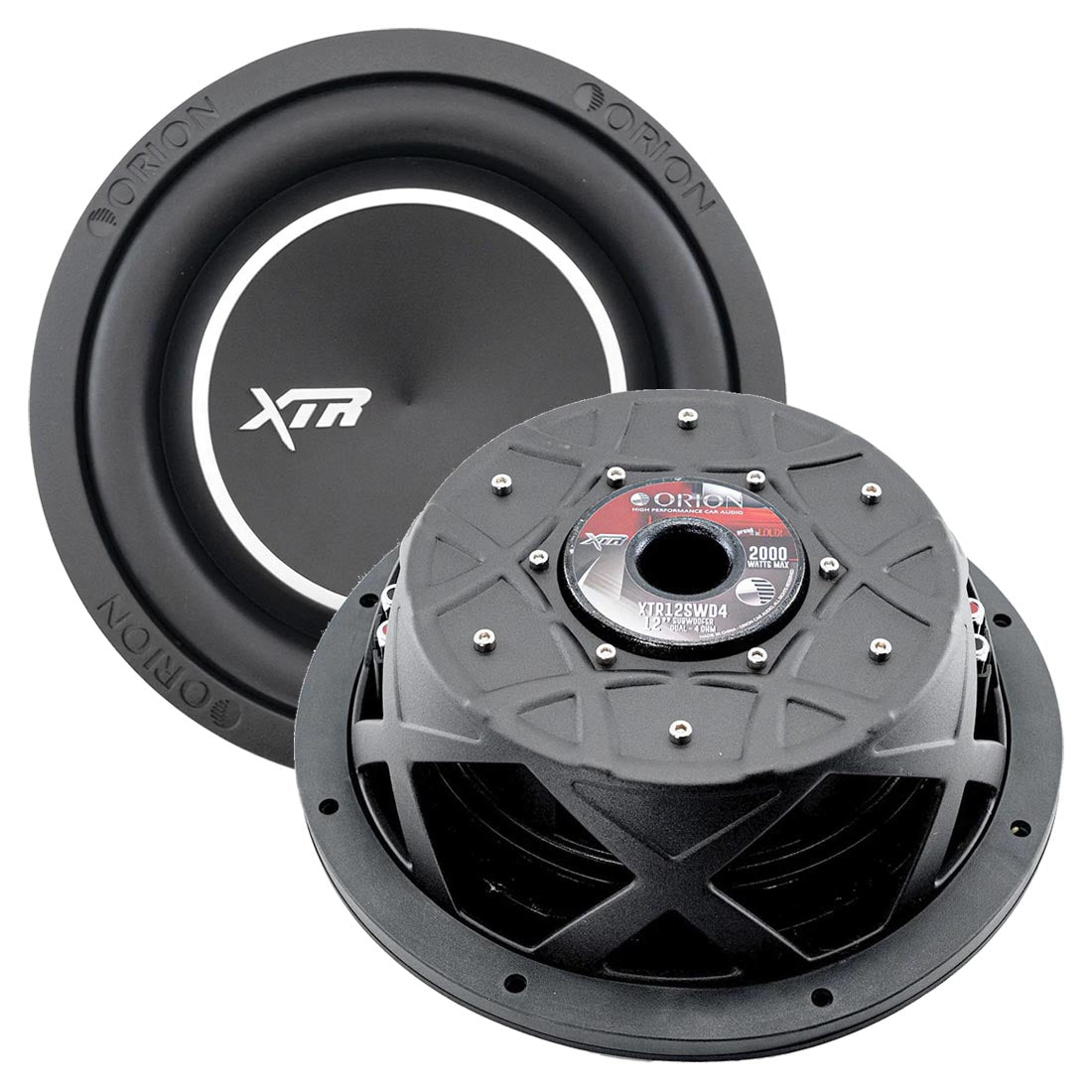 ORION XTR Series XTR12SWD4 Shallow Mount 12” Car Subwoofer, 2000W Max Power, 500W RMS, Dual 4 Ohm, UV Coated Cone, NBR Surround – Compact Slim Subwoofer for Clean Bass in Tight Car Audio Installs