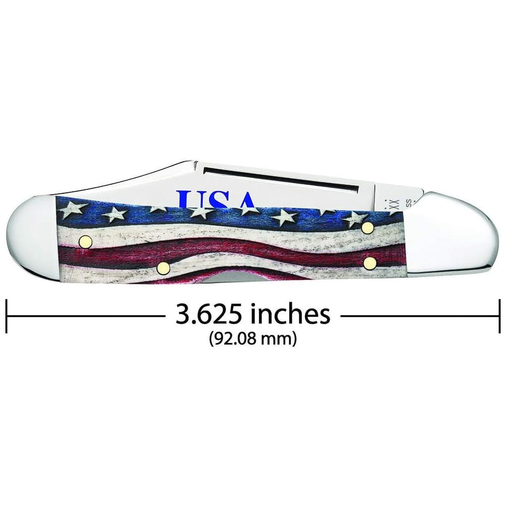 Case WR XX Pocket Knife Patriotic Smooth Natural Bone Mini Copperlock Item #64141 - (61749L SS) - Length Closed: 3 5/8 Inches