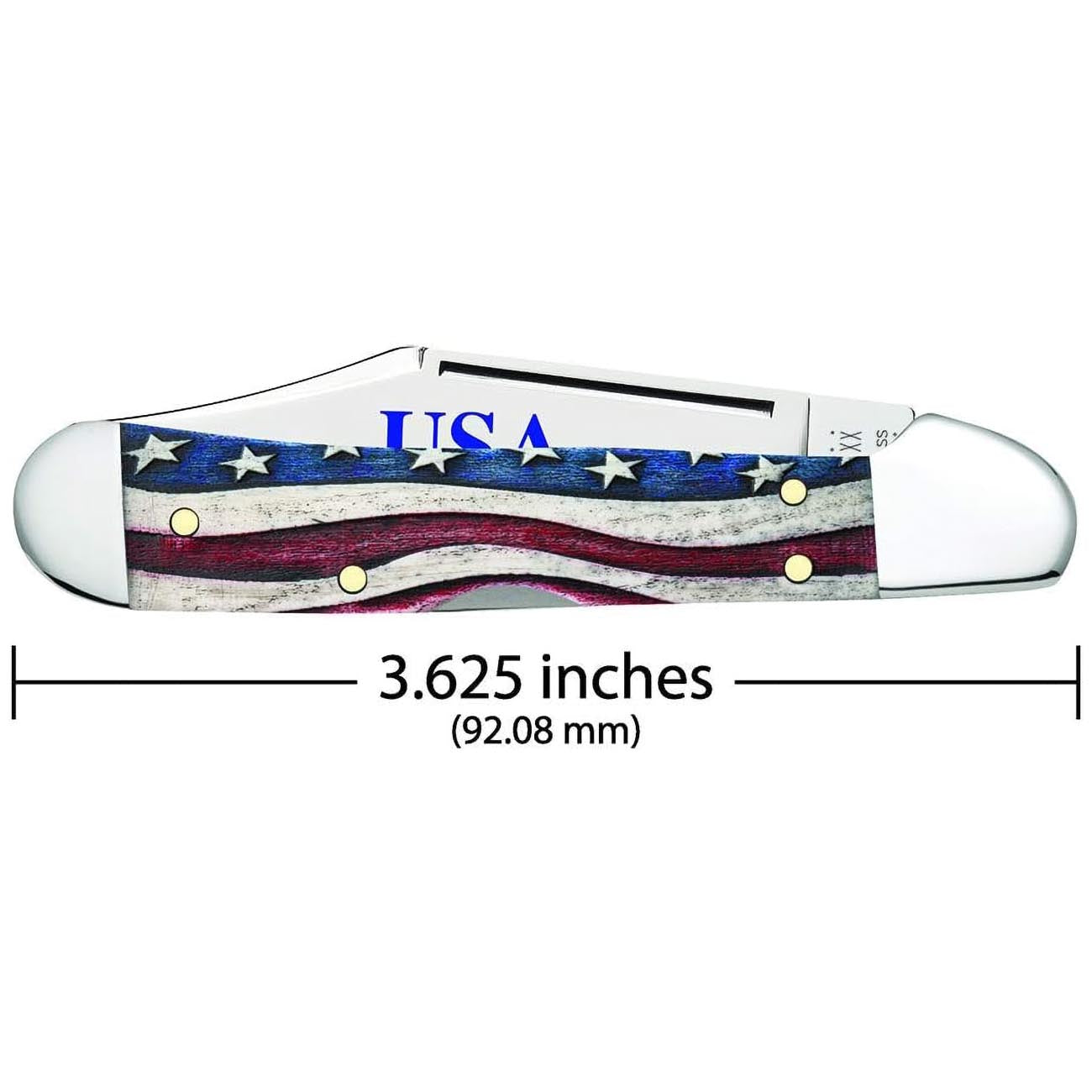 Case WR XX Pocket Knife Patriotic Smooth Natural Bone Mini Copperlock Item #64141 - (61749L SS) - Length Closed: 3 5/8 Inches