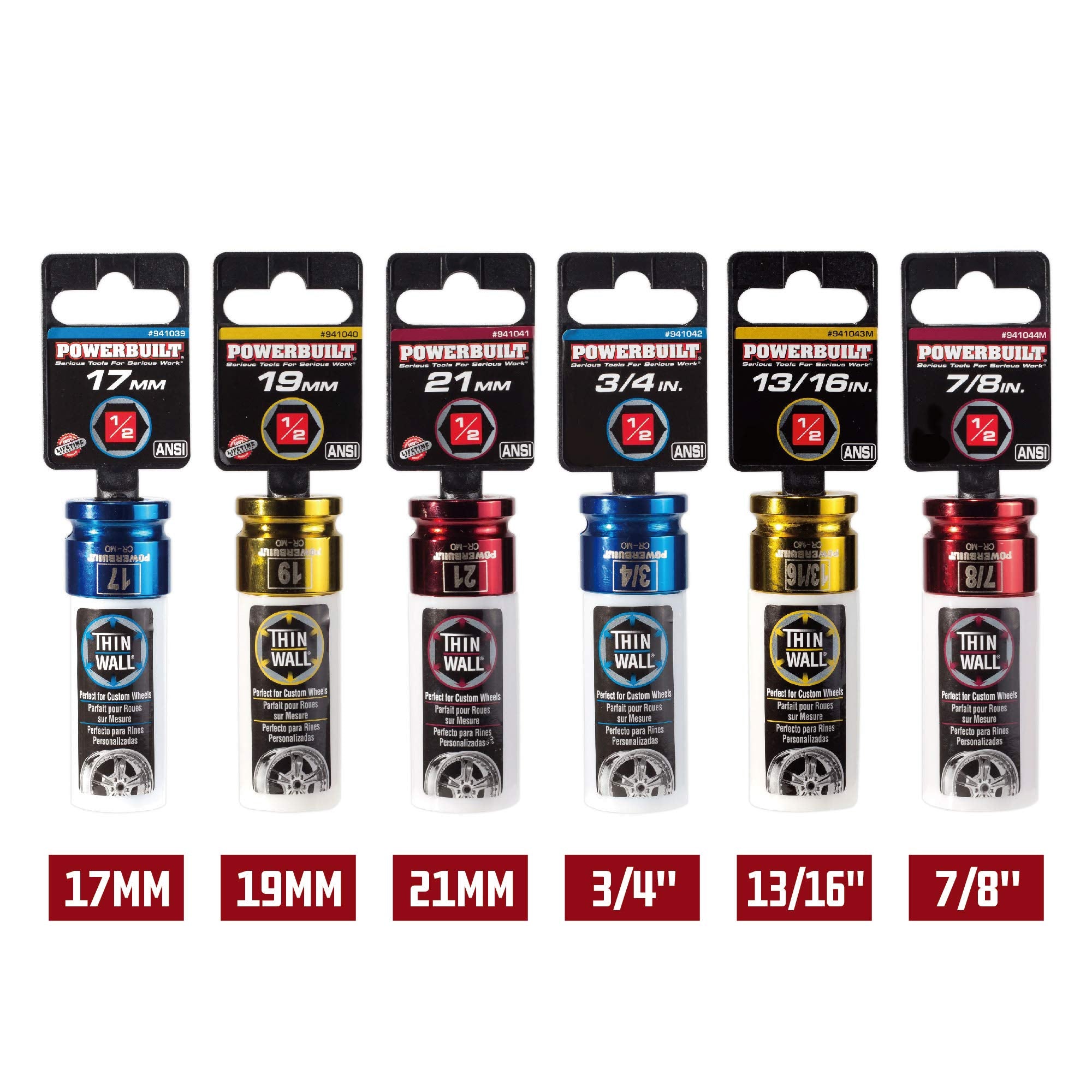 Powerbuilt 1/2 Inch Drive 17mm Impact Lug Nut Socket, Non-marring and Thin Wall Lug Nut Socket, Protects Lug Nuts from Damage - 941039