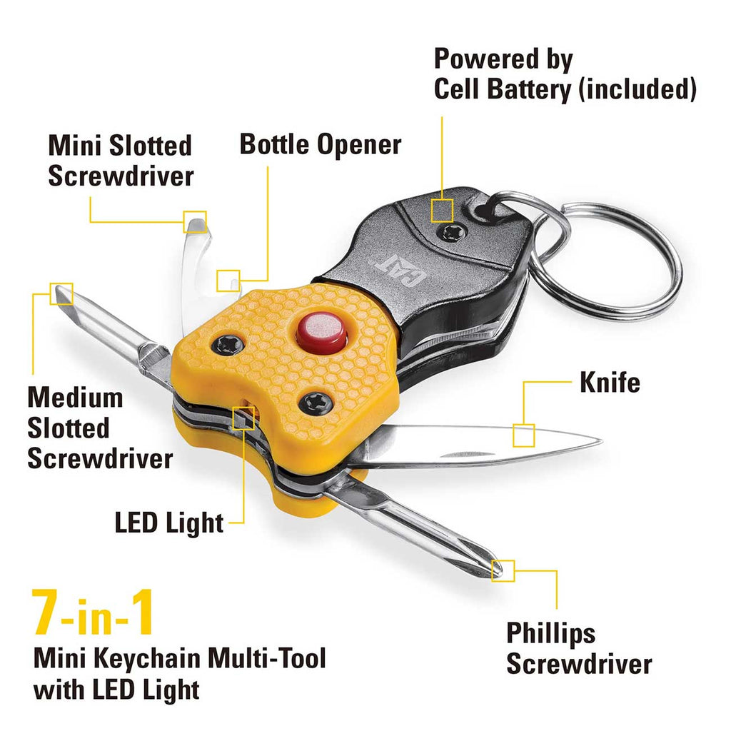 Cat 3 Piece 12-in-1 Multi-Tool, Knife, and Multi-Tool Key Chain Gift Box Set - 240192 , Yellow
