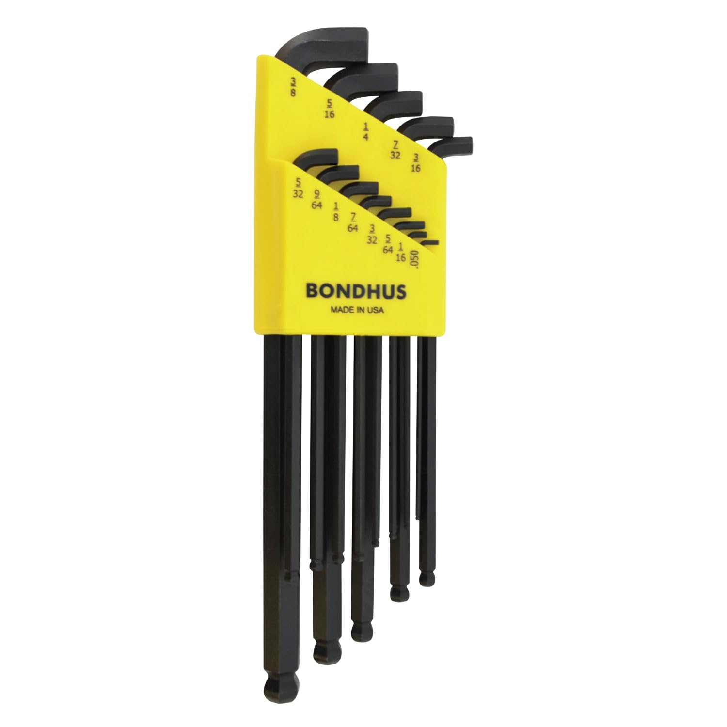 Bondhus 16537 Balldriver Stubby SAE Hex Key Set, 13-Piece Ball End L-Wrench Set .050″–3/8″, ProGuard Finish