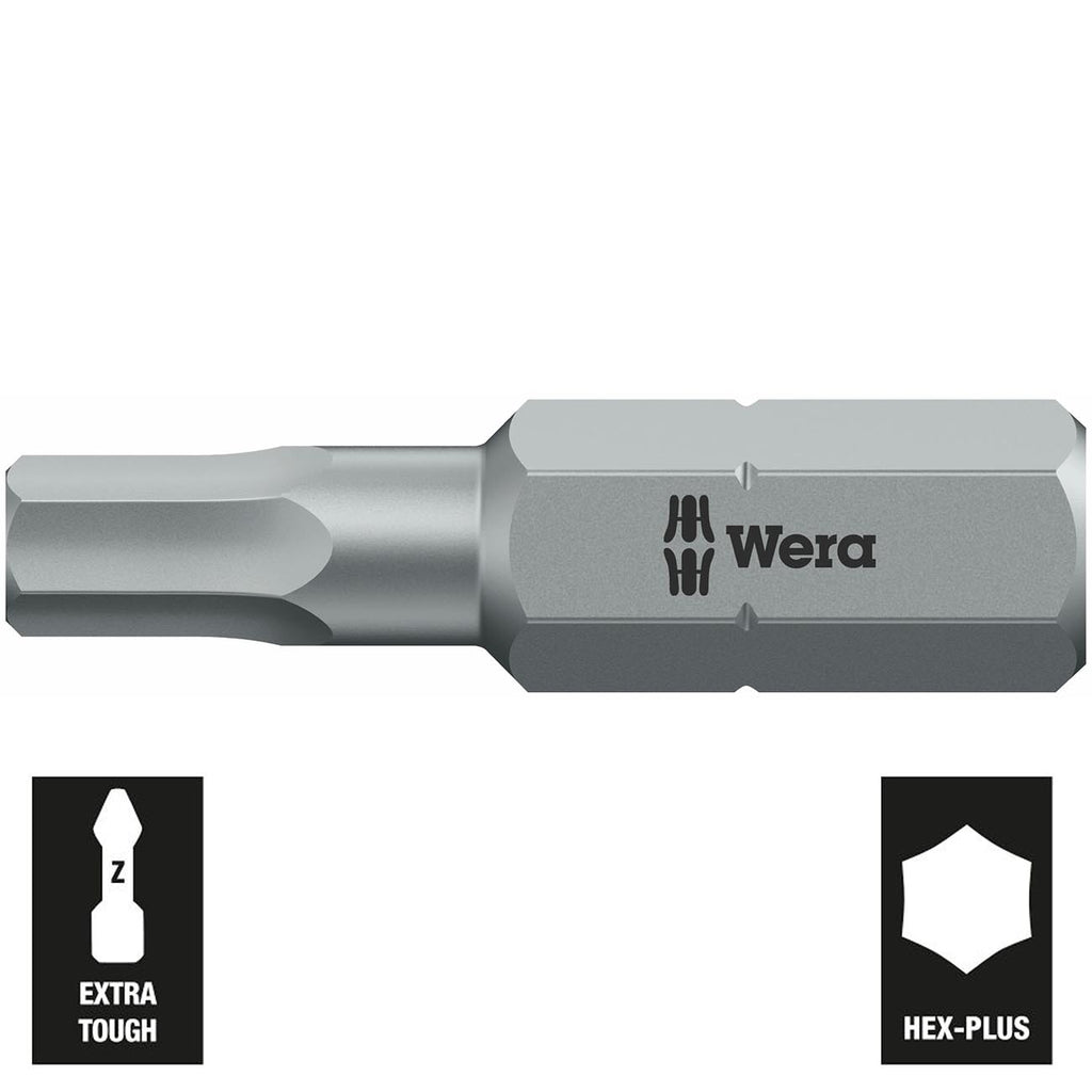 Wera Series 1 840/1 Z Sheet Metal Bit, Hexagon 2mm Head x 1/4" Drive