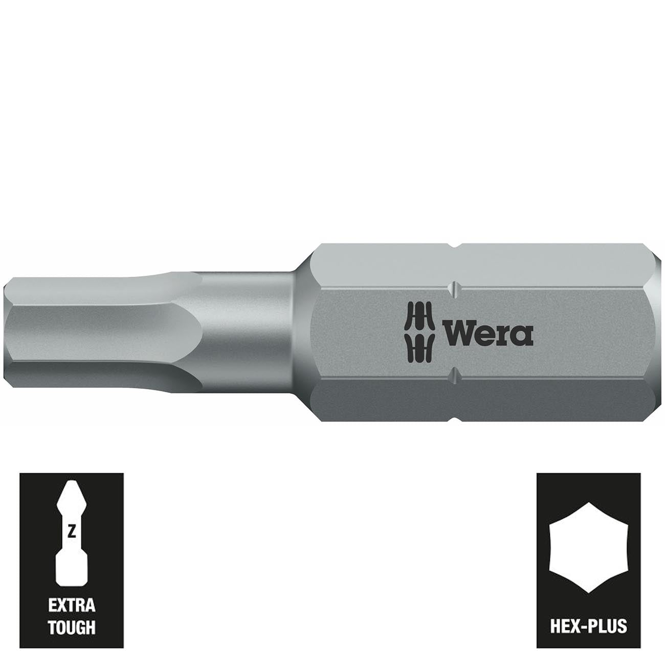 Wera Series 1 840/1 Z Sheet Metal Bit, Hexagon 2mm Head x 1/4" Drive