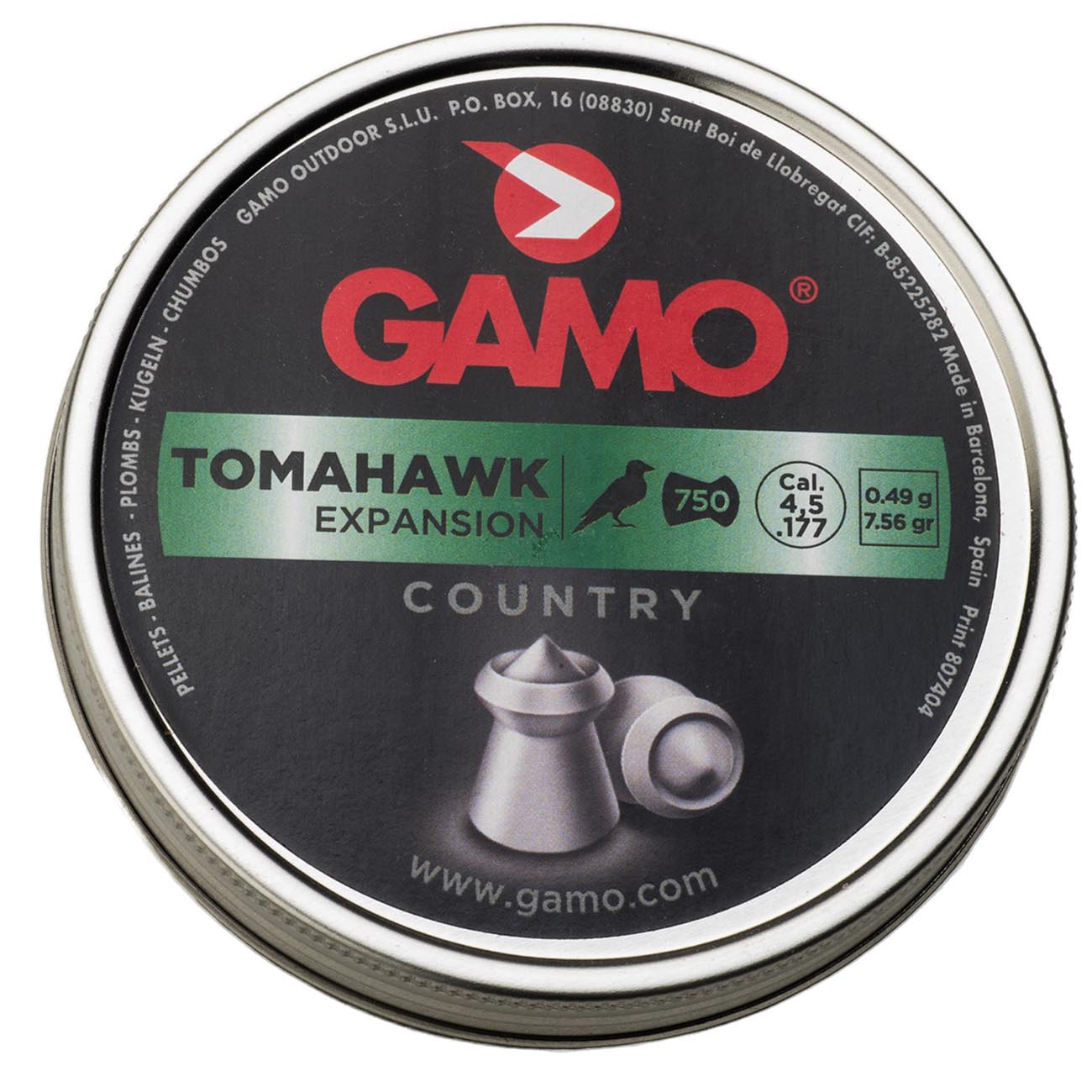 Gamo Tomahawk .177 Cal, 7.8 Grains, Hollow Point, 750ct