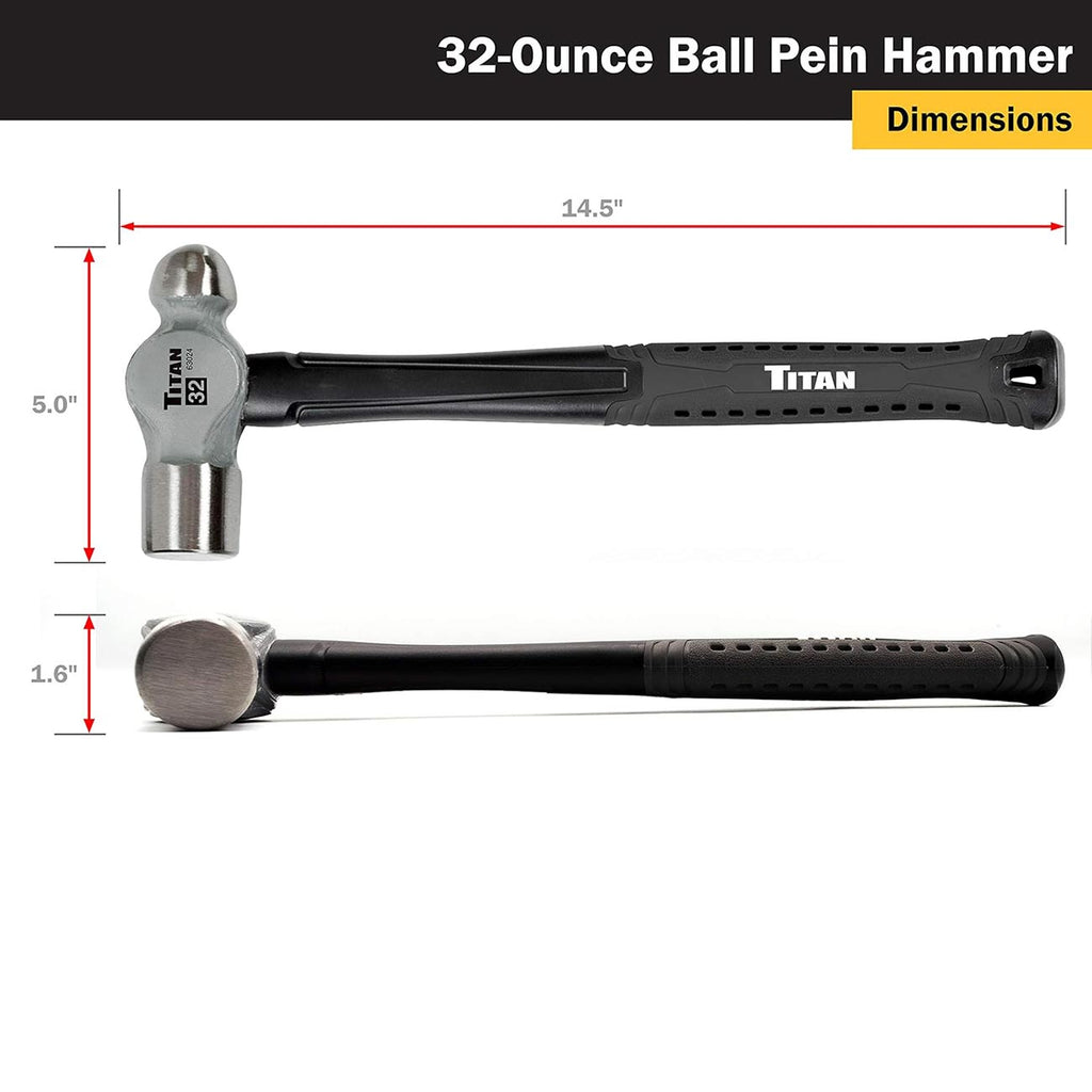 Titan 63024 32oz (2lb) Ball Peen Hammer