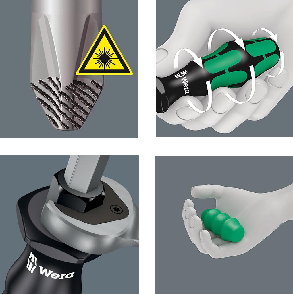 Wera 05007680001 Kraftform Plus 334 SK/6 Screwdriver Set and Rack, Lasertip, 6-Piece