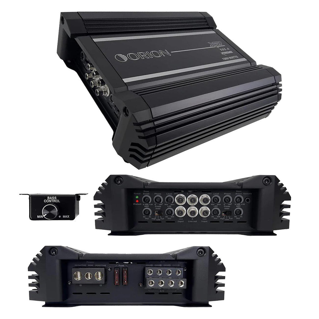Orion XTR Series XTR500.4 High Power Class A/B 4-Channel Amplifier - 500W RMS, 2/4 Ohm Stable, High/Low Pass Crossover, Bass Boost Control, MOSFET Power Supply, Bass Knob Included, Made in Korea