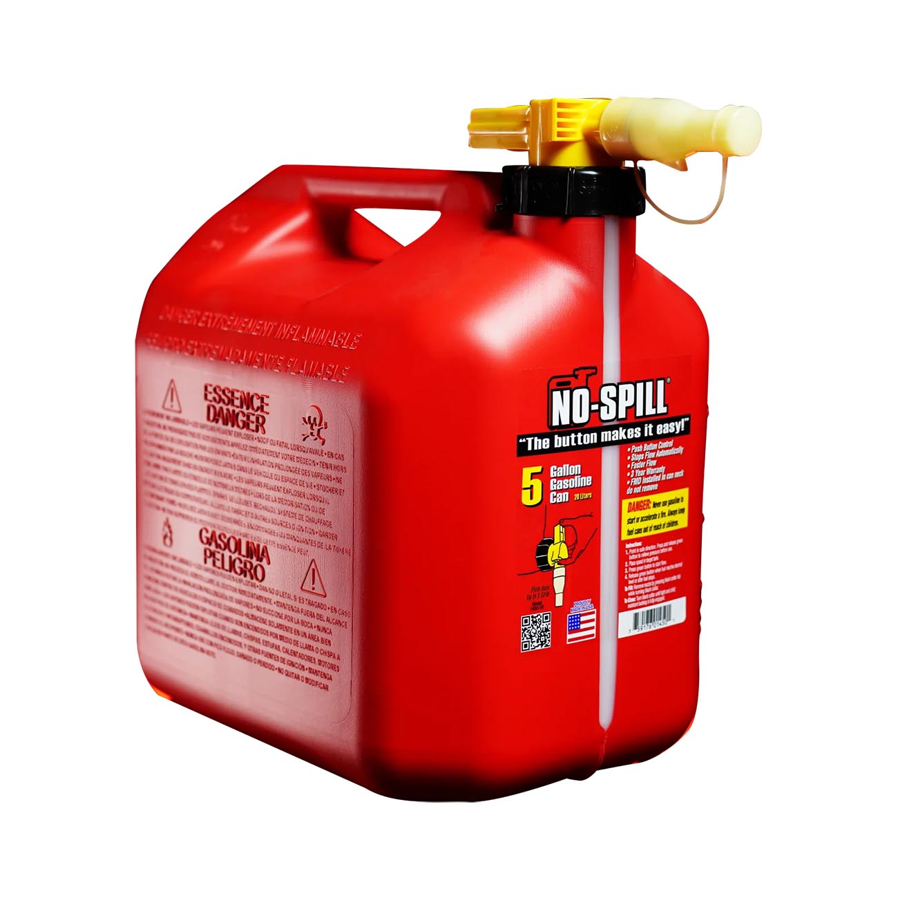 No-Spill NSP-1460, 5 Gallon Gas Can for Fuel with View Stripe,Red