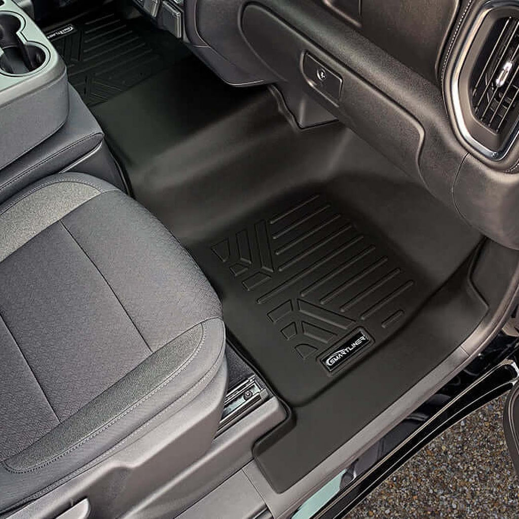 SMARTLINER SA0401B0457 Floor Liners Front & 2nd Row for 2019-2025 Chevy Silverado Crew Cab w/ Transmission Hump – Black