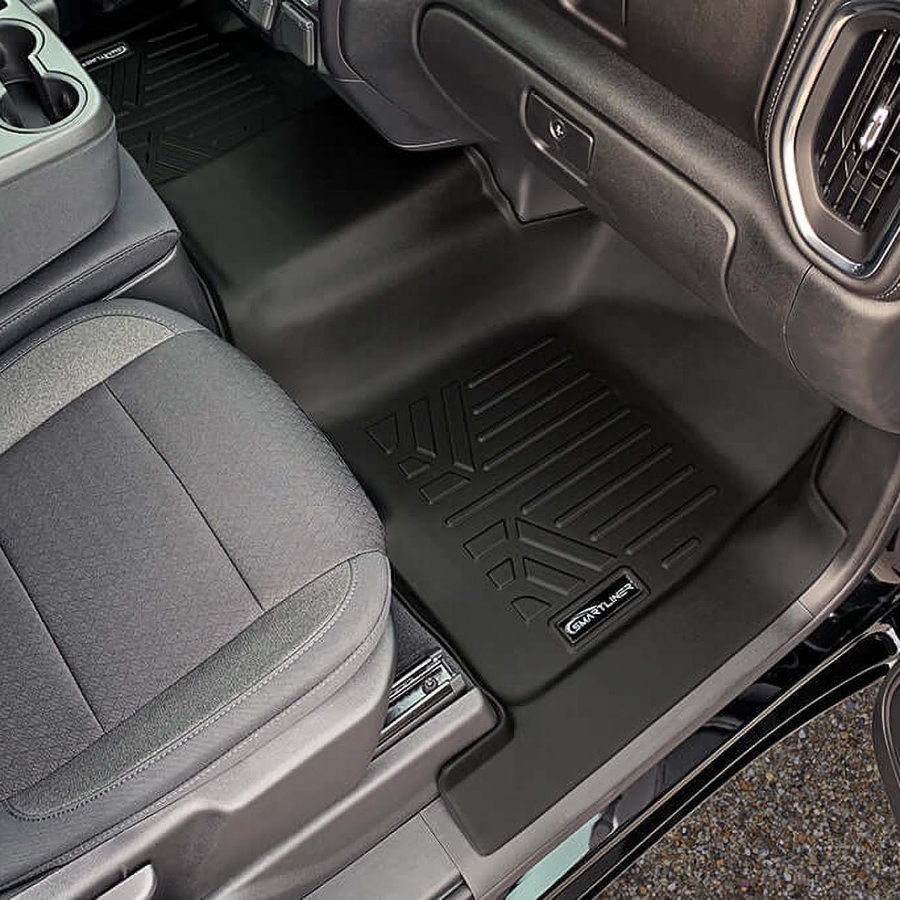 SMARTLINER SA0401B0457 Floor Liners Front & 2nd Row for 2019-2025 Chevy Silverado Crew Cab w/ Transmission Hump – Black